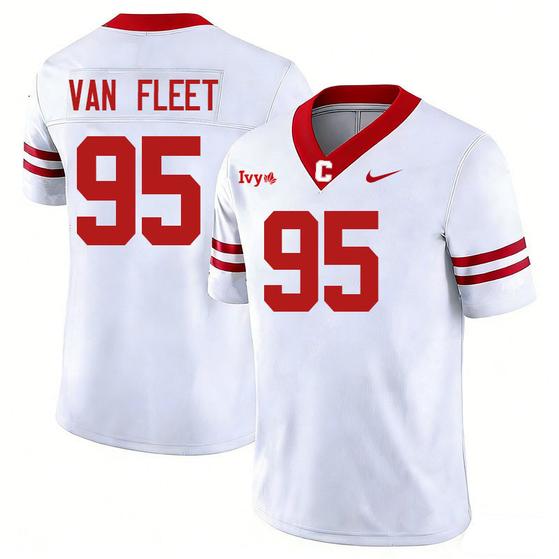 Cornell Big Red #95 Maxwell Van Fleet College Football Jerseys,Uniforms Stitched-White